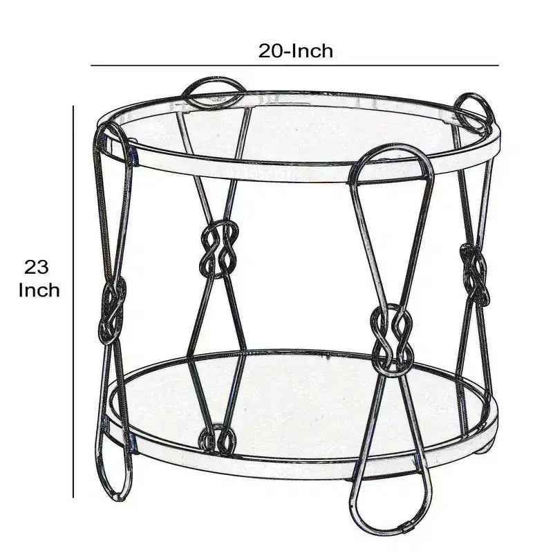Royal Hampton End Table with Mirrored Top and 1 Bottom shelf, Gold and Clear