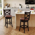 Costway 26 Swivel Bar Stools Set of 2 Footrest & Rubber Wood Frame for Kitchen Island