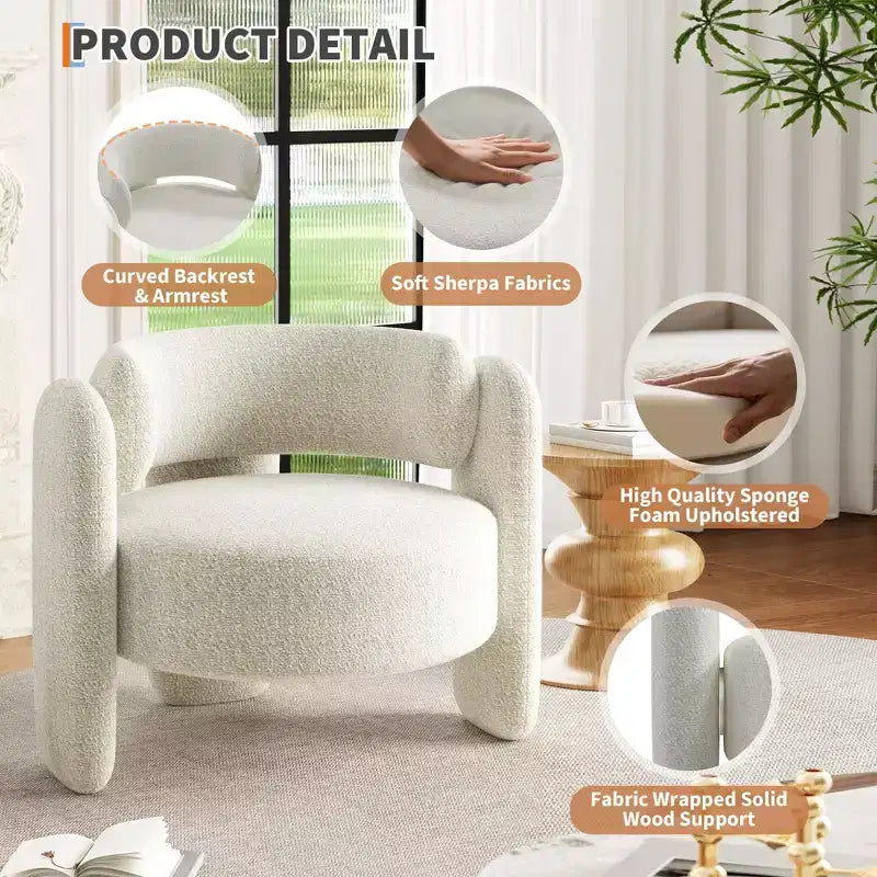 COZONY Premium Wool Lounge Chair, Plush Comfort Armchair for Living Room and Bedroom