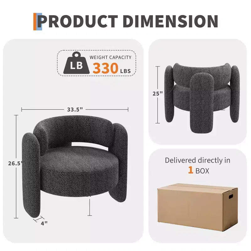 COZONY Premium Wool Lounge Chair, Plush Comfort Armchair for Living Room and Bedroom