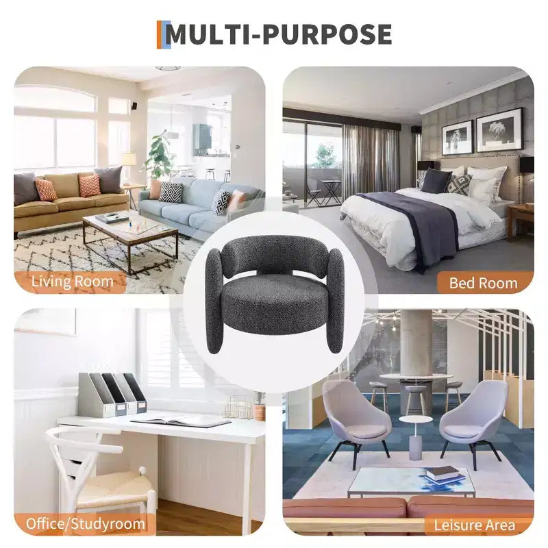 COZONY Premium Wool Lounge Chair, Plush Comfort Armchair for Living Room and Bedroom