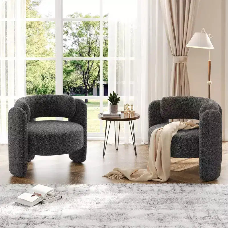 COZONY Premium Wool Lounge Chair, Plush Comfort Armchair for Living Room and Bedroom