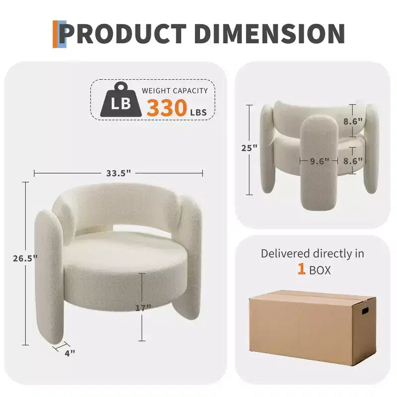 COZONY Premium Wool Lounge Chair, Plush Comfort Armchair for Living Room and Bedroom