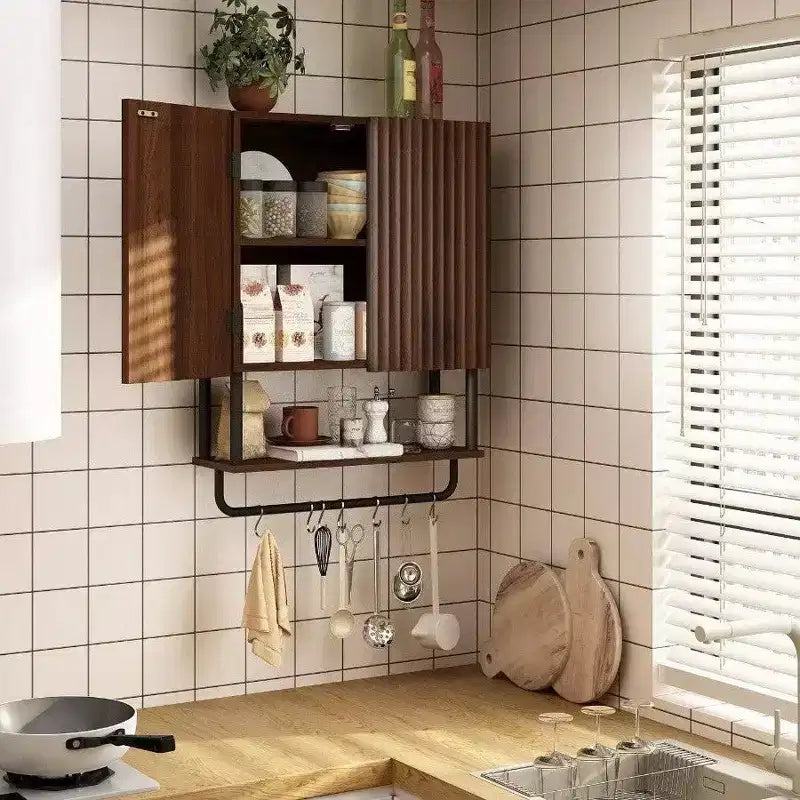 Fluted Bathroom Wall Cabinet with 2 Doors 3 - Tier Modern Farmhouse Over Toilet Storage Cabinet Adjustable Shelf