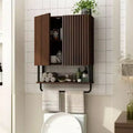 Fluted Bathroom Wall Cabinet with 2 Doors 3 - Tier Modern Farmhouse Over Toilet Storage Cabinet Adjustable Shelf