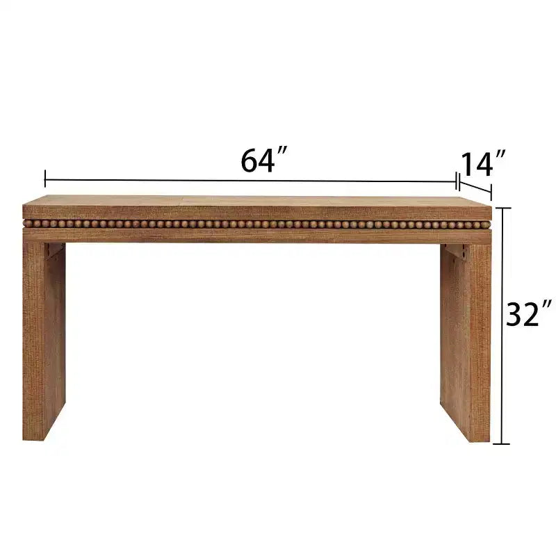 64 Modern Console Table with Decorative Beaded Trim, Elegant Entryway Table for Hallway, Living Room, or Home Office-Panipeachy