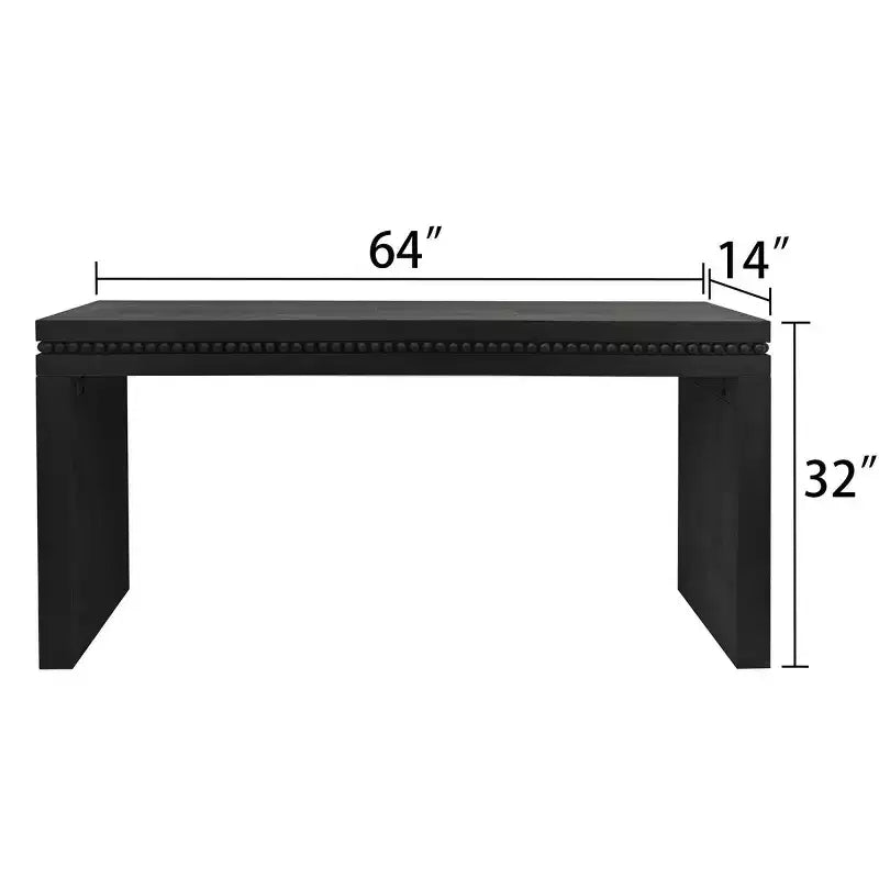 64 Modern Console Table with Decorative Beaded Trim, Elegant Entryway Table for Hallway, Living Room, or Home Office-Panipeachy