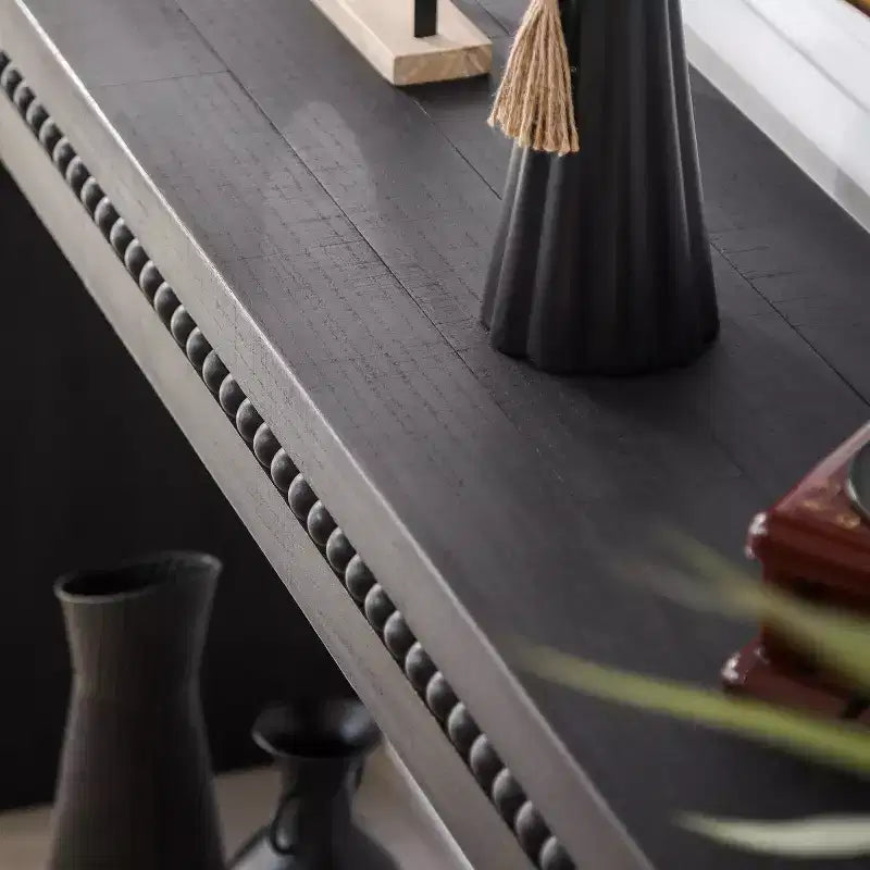 64 Modern Console Table with Decorative Beaded Trim, Elegant Entryway Table for Hallway, Living Room, or Home Office-Panipeachy