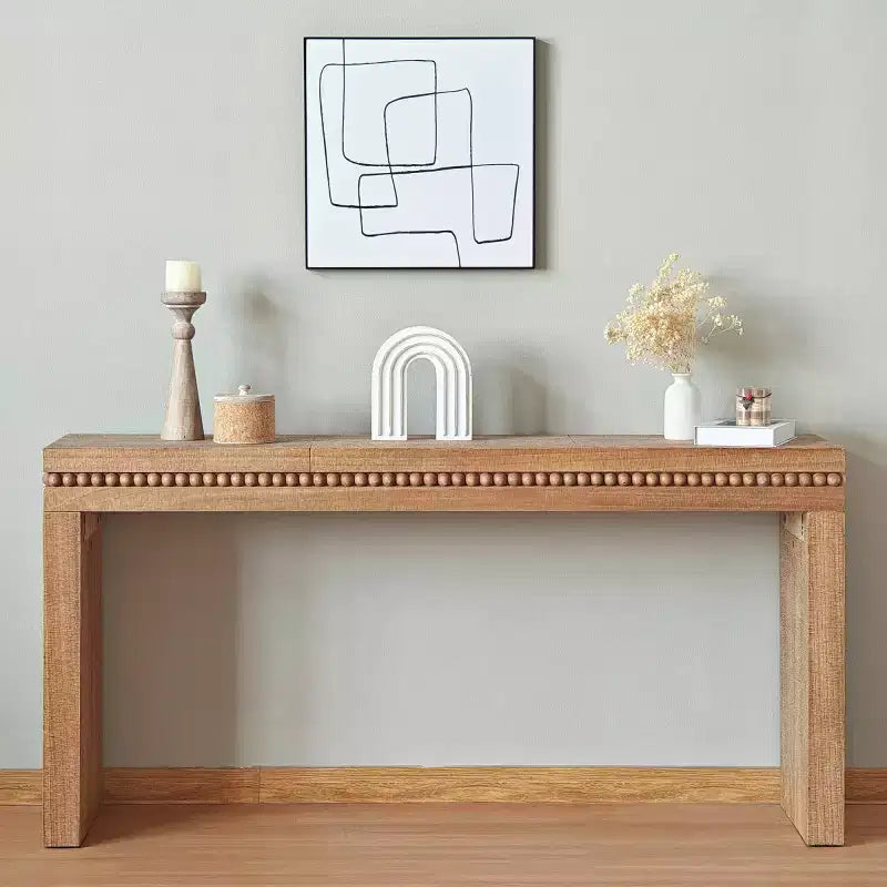 64 Modern Console Table with Decorative Beaded Trim, Elegant Entryway Table for Hallway, Living Room, or Home Office-Panipeachy