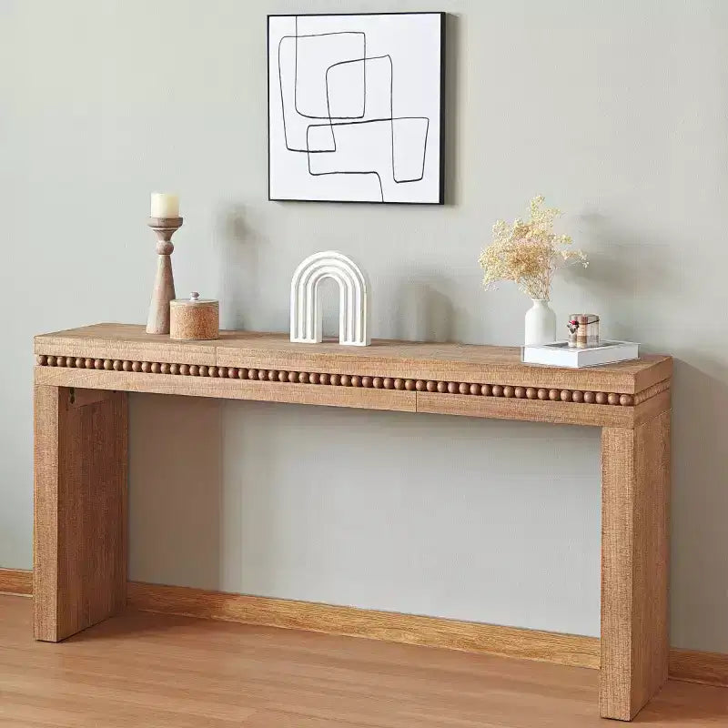64 Modern Console Table with Decorative Beaded Trim, Elegant Entryway Table for Hallway, Living Room, or Home Office-Panipeachy
