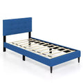 Costway Twin Upholstered Platform Bed Mattress Foundation Button Tufted Headboard