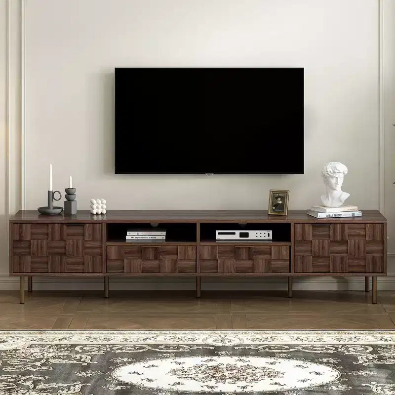 Clihome Mid Century TV Stand with 2 Drawers, Media Console Table for TVs up to 85'', Entertainment Center with Storage for Living Room