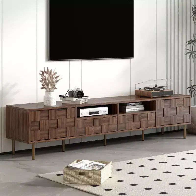 Clihome Mid Century TV Stand with 2 Drawers, Media Console Table for TVs up to 85'', Entertainment Center with Storage for Living Room