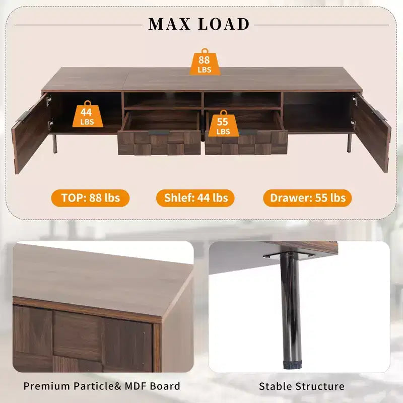 Clihome Mid Century TV Stand with 2 Drawers, Media Console Table for TVs up to 85'', Entertainment Center with Storage for Living Room