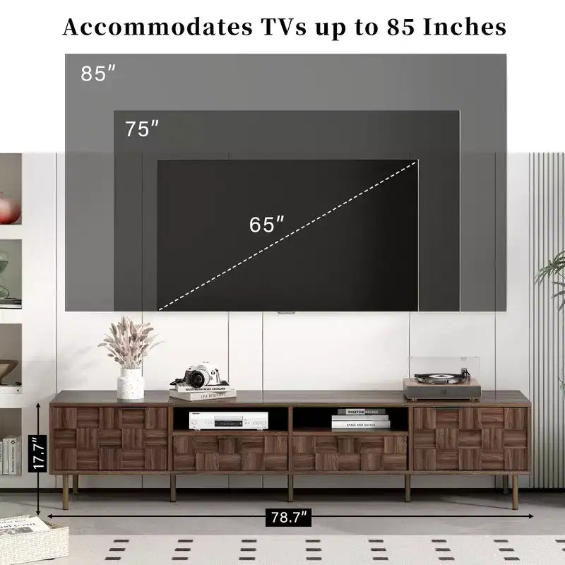 Clihome Mid Century TV Stand with 2 Drawers, Media Console Table for TVs up to 85'', Entertainment Center with Storage for Living Room