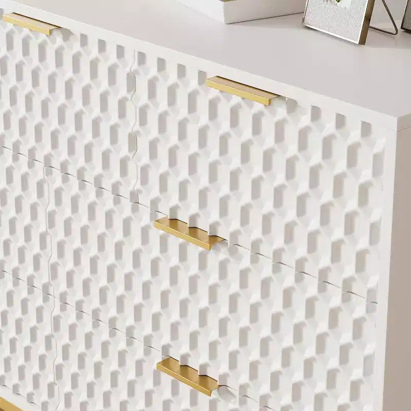 Acekool 7 Drawer Dresser, Modern Chest with Gold Metal Frame, Wide Storage for Bedroom or Living Room