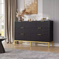 Acekool 7 Drawer Dresser, Modern Chest with Gold Metal Frame, Wide Storage for Bedroom or Living Room