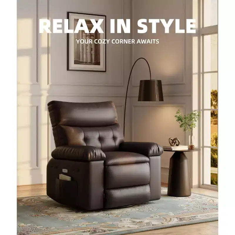 Oversized Wide Recliner Chair - PU Leather Large Manual Recliner for Adults,1.5X Sponge Filling and Easy Recline Mechanism for Relaxation