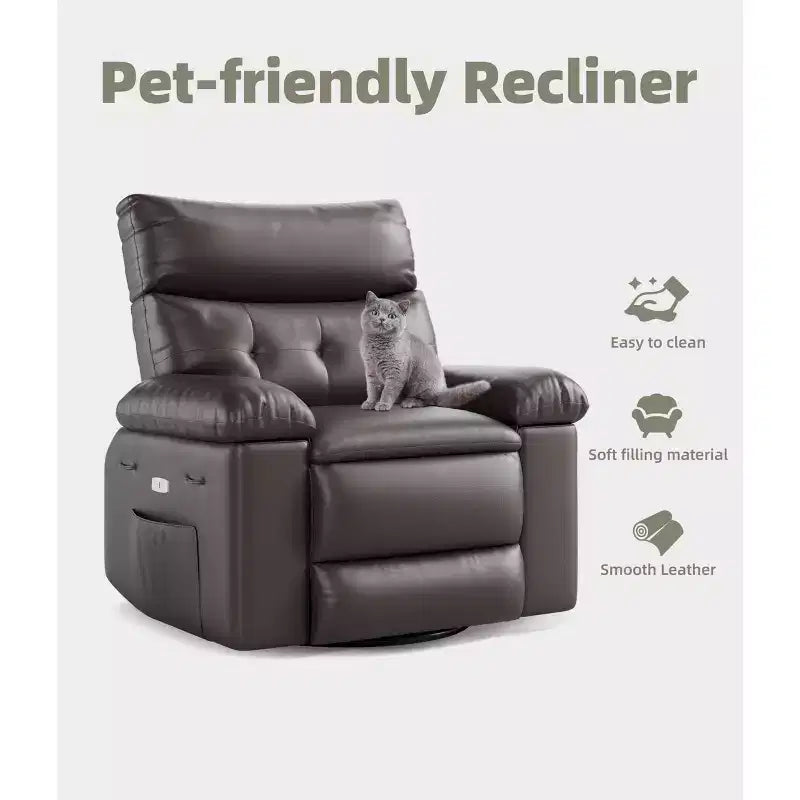 Oversized Wide Recliner Chair - PU Leather Large Manual Recliner for Adults,1.5X Sponge Filling and Easy Recline Mechanism for Relaxation