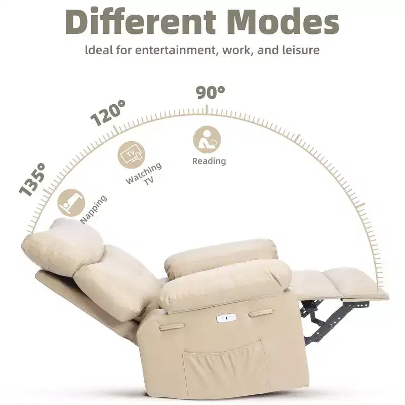 Oversized Wide Recliner Chair - PU Leather Large Manual Recliner for Adults,1.5X Sponge Filling and Easy Recline Mechanism for Relaxation