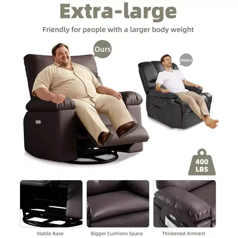 Oversized Wide Recliner Chair - PU Leather Large Manual Recliner for Adults,1.5X Sponge Filling and Easy Recline Mechanism for Relaxation