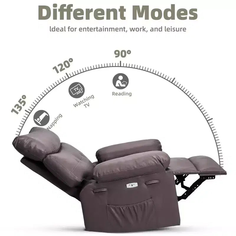 Oversized Wide Recliner Chair - PU Leather Large Manual Recliner for Adults,1.5X Sponge Filling and Easy Recline Mechanism for Relaxation