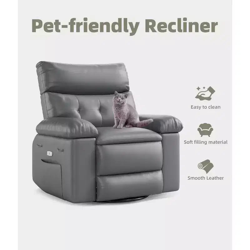 Oversized Wide Recliner Chair - PU Leather Large Manual Recliner for Adults,1.5X Sponge Filling and Easy Recline Mechanism for Relaxation