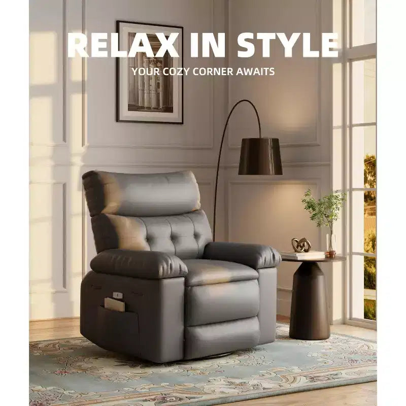 Oversized Wide Recliner Chair - PU Leather Large Manual Recliner for Adults,1.5X Sponge Filling and Easy Recline Mechanism for Relaxation