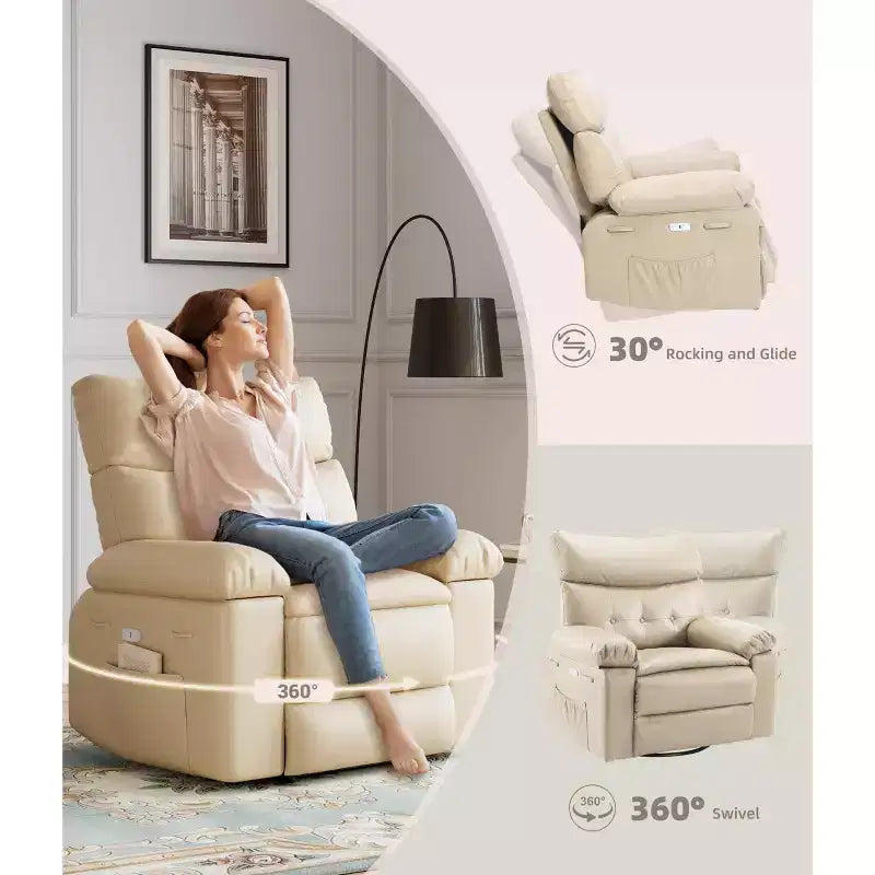 Oversized Wide Recliner Chair - PU Leather Large Manual Recliner for Adults,1.5X Sponge Filling and Easy Recline Mechanism for Relaxation