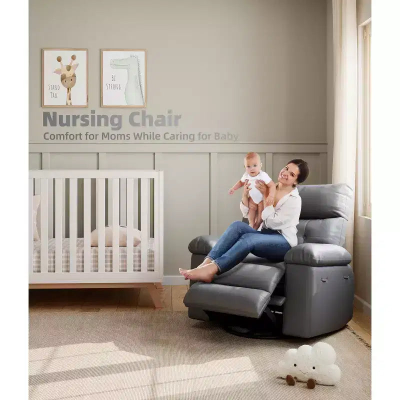 Oversized Wide Recliner Chair - PU Leather Large Manual Recliner for Adults,1.5X Sponge Filling and Easy Recline Mechanism for Relaxation