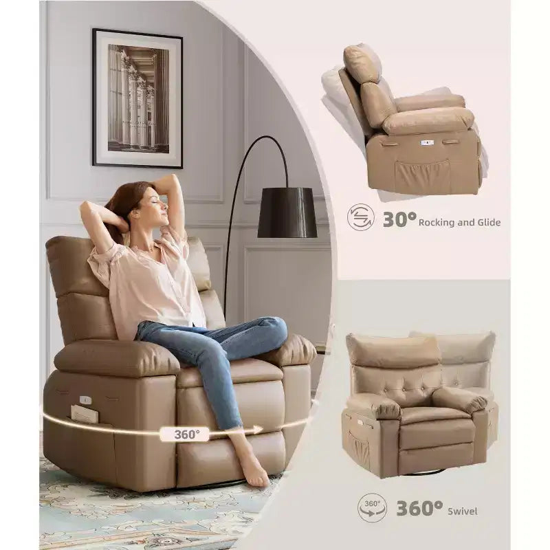 Oversized Wide Recliner Chair - PU Leather Large Manual Recliner for Adults,1.5X Sponge Filling and Easy Recline Mechanism for Relaxation
