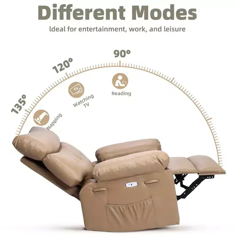 Oversized Wide Recliner Chair - PU Leather Large Manual Recliner for Adults,1.5X Sponge Filling and Easy Recline Mechanism for Relaxation
