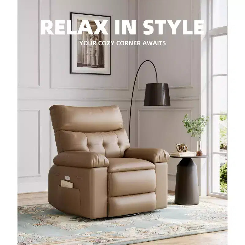 Oversized Wide Recliner Chair - PU Leather Large Manual Recliner for Adults,1.5X Sponge Filling and Easy Recline Mechanism for Relaxation
