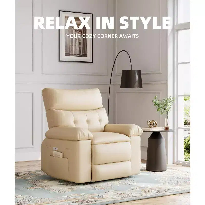 Oversized Wide Recliner Chair - PU Leather Large Manual Recliner for Adults,1.5X Sponge Filling and Easy Recline Mechanism for Relaxation