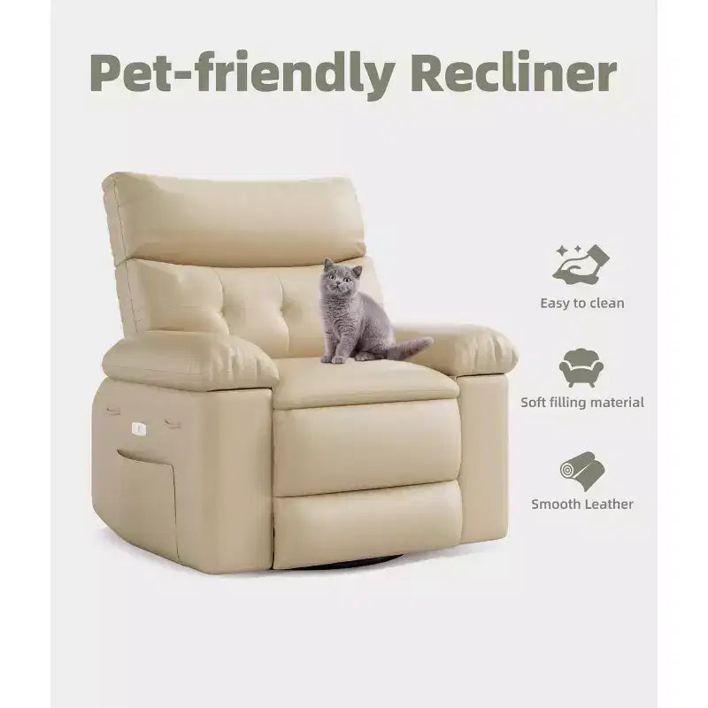 Oversized Wide Recliner Chair - PU Leather Large Manual Recliner for Adults,1.5X Sponge Filling and Easy Recline Mechanism for Relaxation