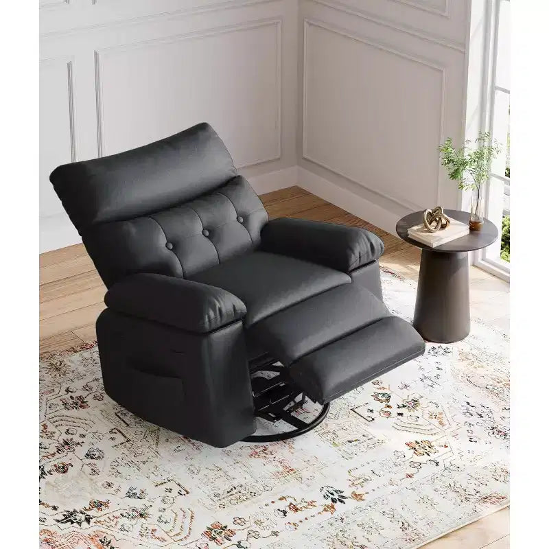 Oversized Wide Recliner Chair - PU Leather Large Manual Recliner for Adults,1.5X Sponge Filling and Easy Recline Mechanism for Relaxation
