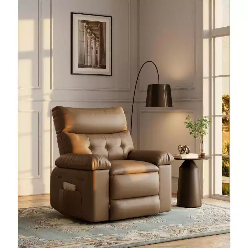 Oversized Wide Recliner Chair - PU Leather Large Manual Recliner for Adults,1.5X Sponge Filling and Easy Recline Mechanism for Relaxation