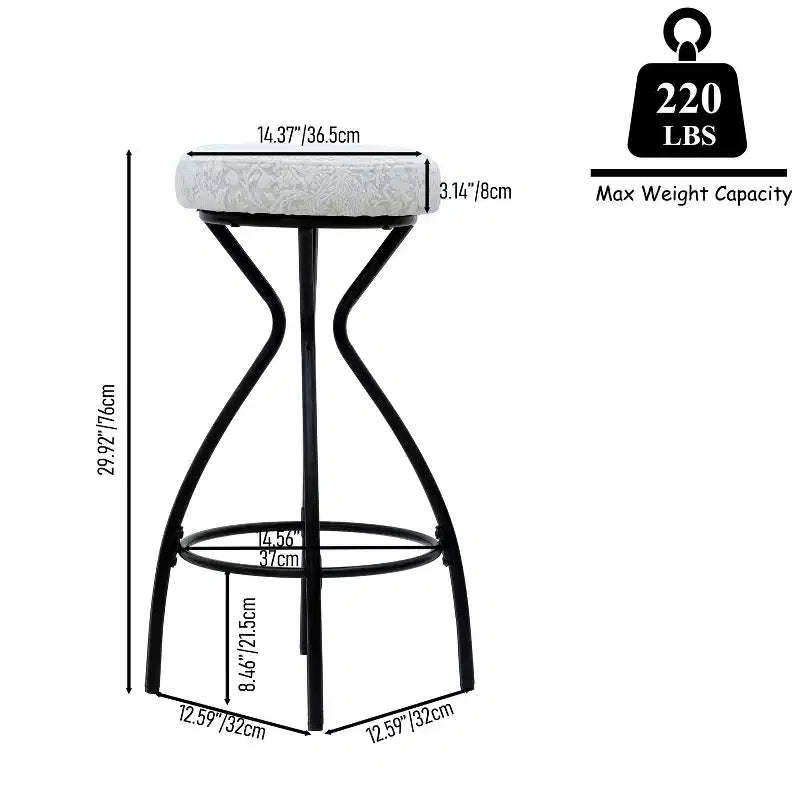 EHMKNP 29'' Counter Height Bar Stool with Footrest,Upholstered Round Barstools for Kitchen & Dining Room(Set of 2)