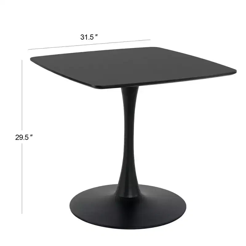 Mid Century Modern Dining Table, 31.5 in Modern Base Pedestal Table for Small Spaces Coffee Table for Dining Room, Kitchen-Black Small