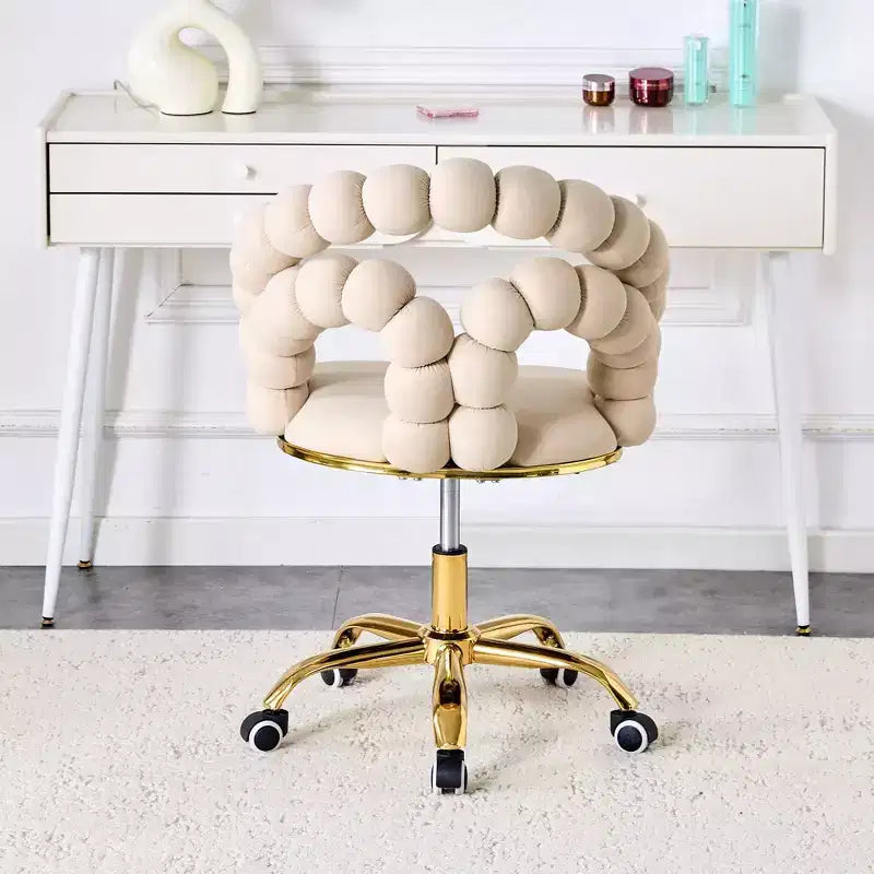 TUYOHW Velvet Leisure Chair,Spherical-Tufted Upholstered Chair with Gold Five-Claw Casters,Modern Swivel Accent Chair for Living Room,Office