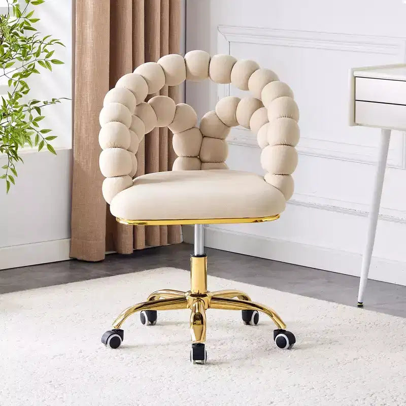 TUYOHW Velvet Leisure Chair,Spherical-Tufted Upholstered Chair with Gold Five-Claw Casters,Modern Swivel Accent Chair for Living Room,Office