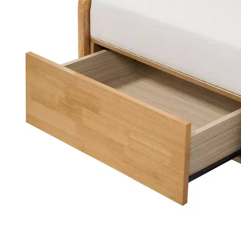 TUYOHW Upholstered Storage Ottoman Bench,Ottoman with Drawers,Soft Beige Cushion,Rattan Sides,Rubberwood Legs,Bench for Living Room,Bedroom,Entryway