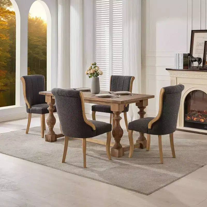 TUYOHW Luxury Velvet Dining Chairs Set of 2,Mid Century Side Chairs with Scroll Back,Solid Rubberwood Dining Room Chairs for Kitchen