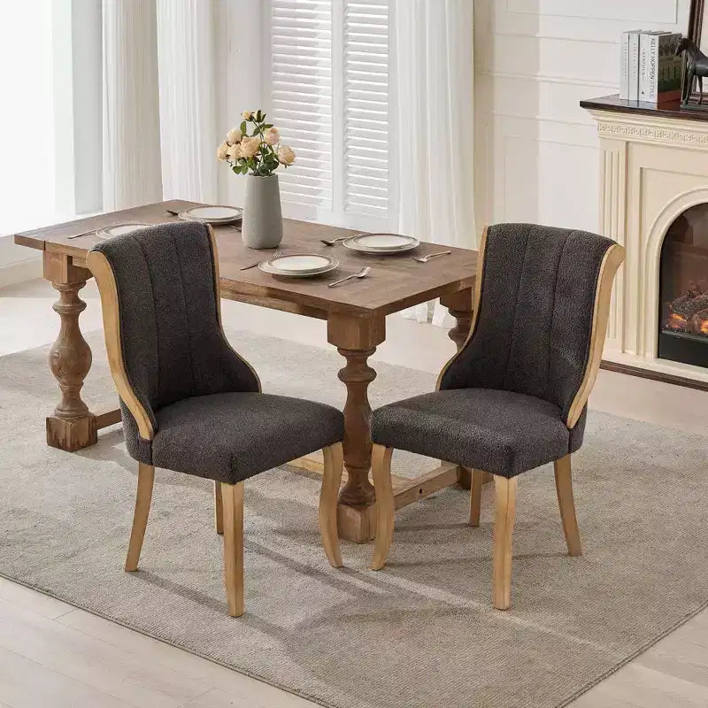 TUYOHW Luxury Velvet Dining Chairs Set of 2,Mid Century Side Chairs with Scroll Back,Solid Rubberwood Dining Room Chairs for Kitchen
