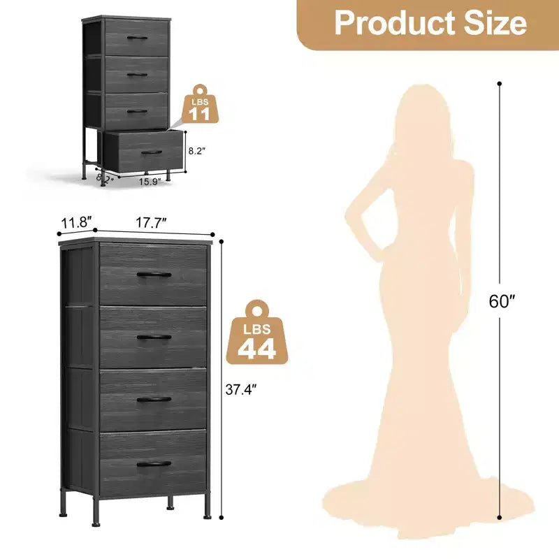 Cozy Tall Dresser with Sturdy Metal Frame 4/5-Drawer Fabric Dresser, Storage Organizer for Living Room, Closets and Bedroom