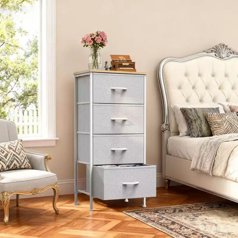 Cozy Tall Dresser with Sturdy Metal Frame 4/5-Drawer Fabric Dresser, Storage Organizer for Living Room, Closets and Bedroom