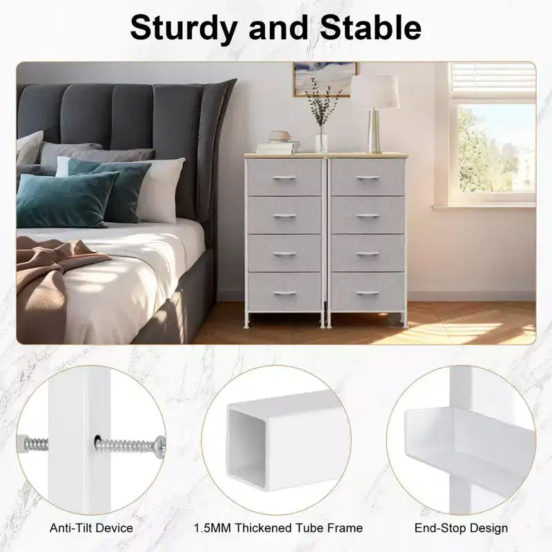 Cozy Tall Dresser with Sturdy Metal Frame 4/5-Drawer Fabric Dresser, Storage Organizer for Living Room, Closets and Bedroom