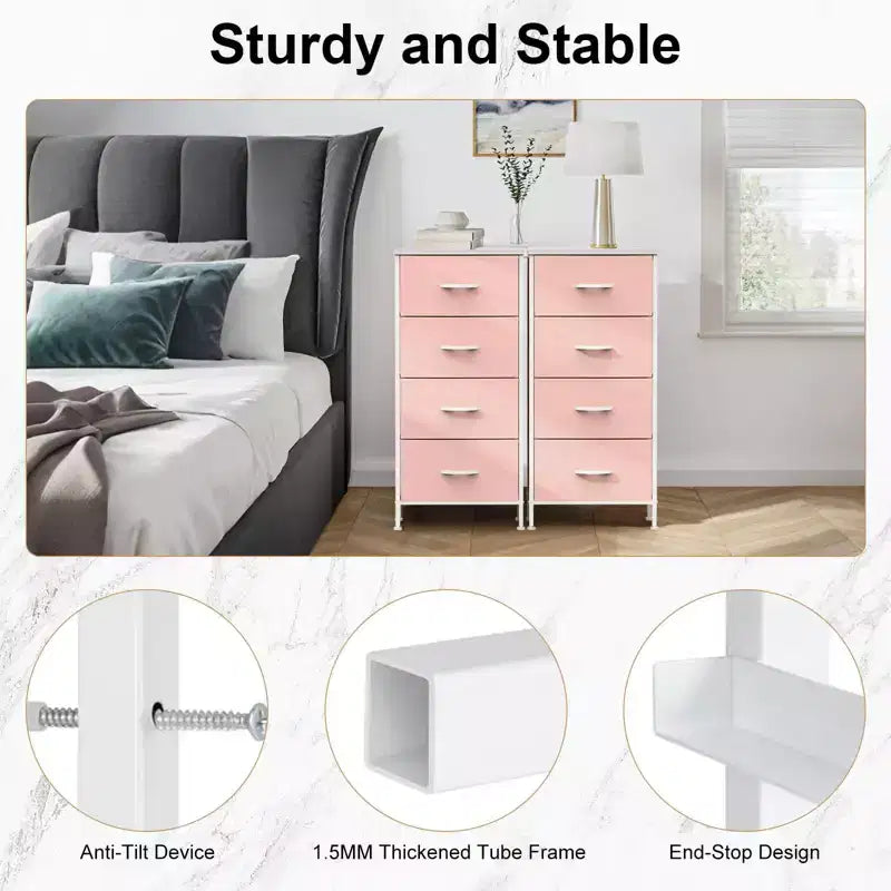 Cozy Tall Dresser with Sturdy Metal Frame 4/5-Drawer Fabric Dresser, Storage Organizer for Living Room, Closets and Bedroom
