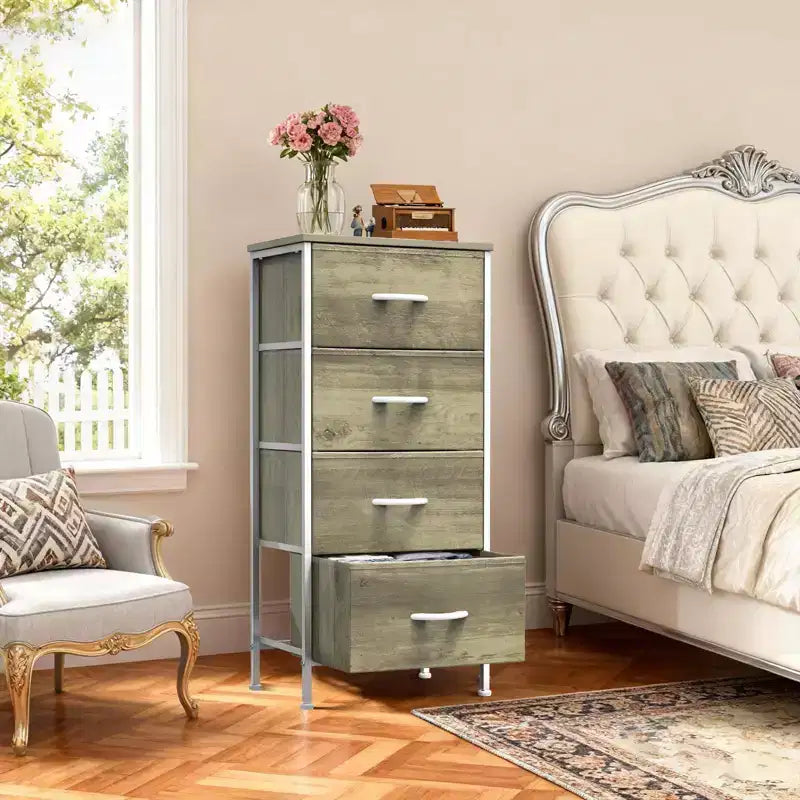 Cozy Tall Dresser with Sturdy Metal Frame 4/5-Drawer Fabric Dresser, Storage Organizer for Living Room, Closets and Bedroom