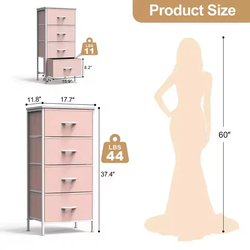 Cozy Tall Dresser with Sturdy Metal Frame 4/5-Drawer Fabric Dresser, Storage Organizer for Living Room, Closets and Bedroom